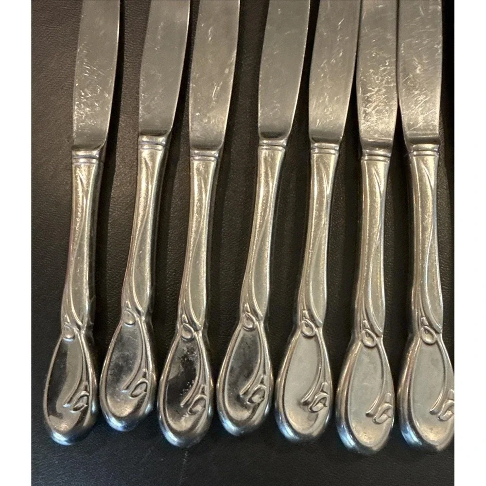 Oneida Deluxe Calla Lily Dinner Knives Knife Stainless Steel Vintage Set‎ Of 11